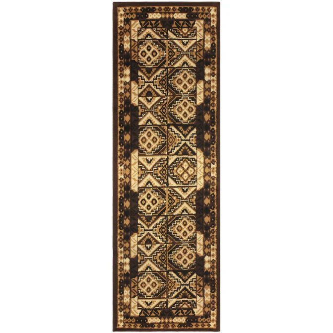 Tribal Geometric Mosaic Indoor Area Rug or Runner Rug - Green