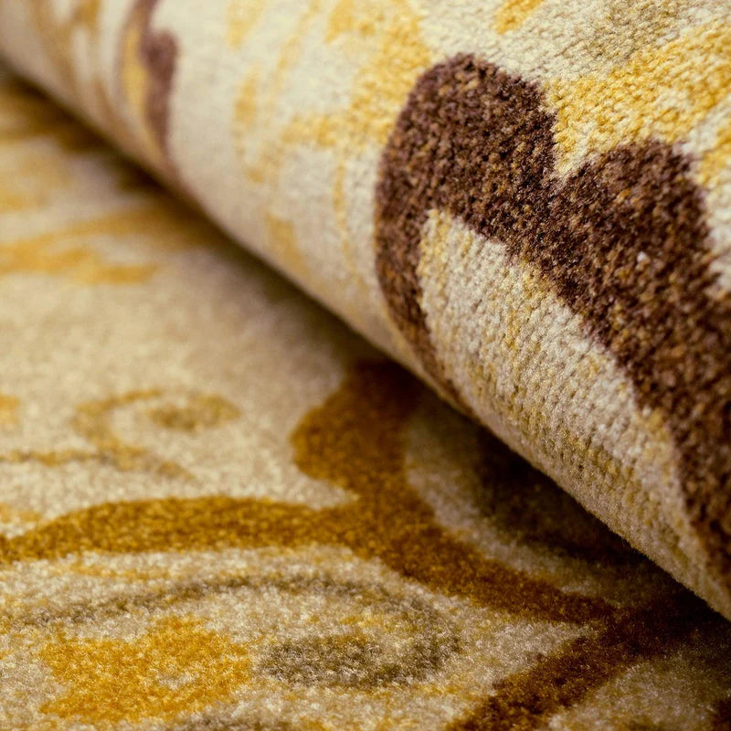 Liena Floral Medallion Non-Slip Washable Area Rug or Runner - Cream