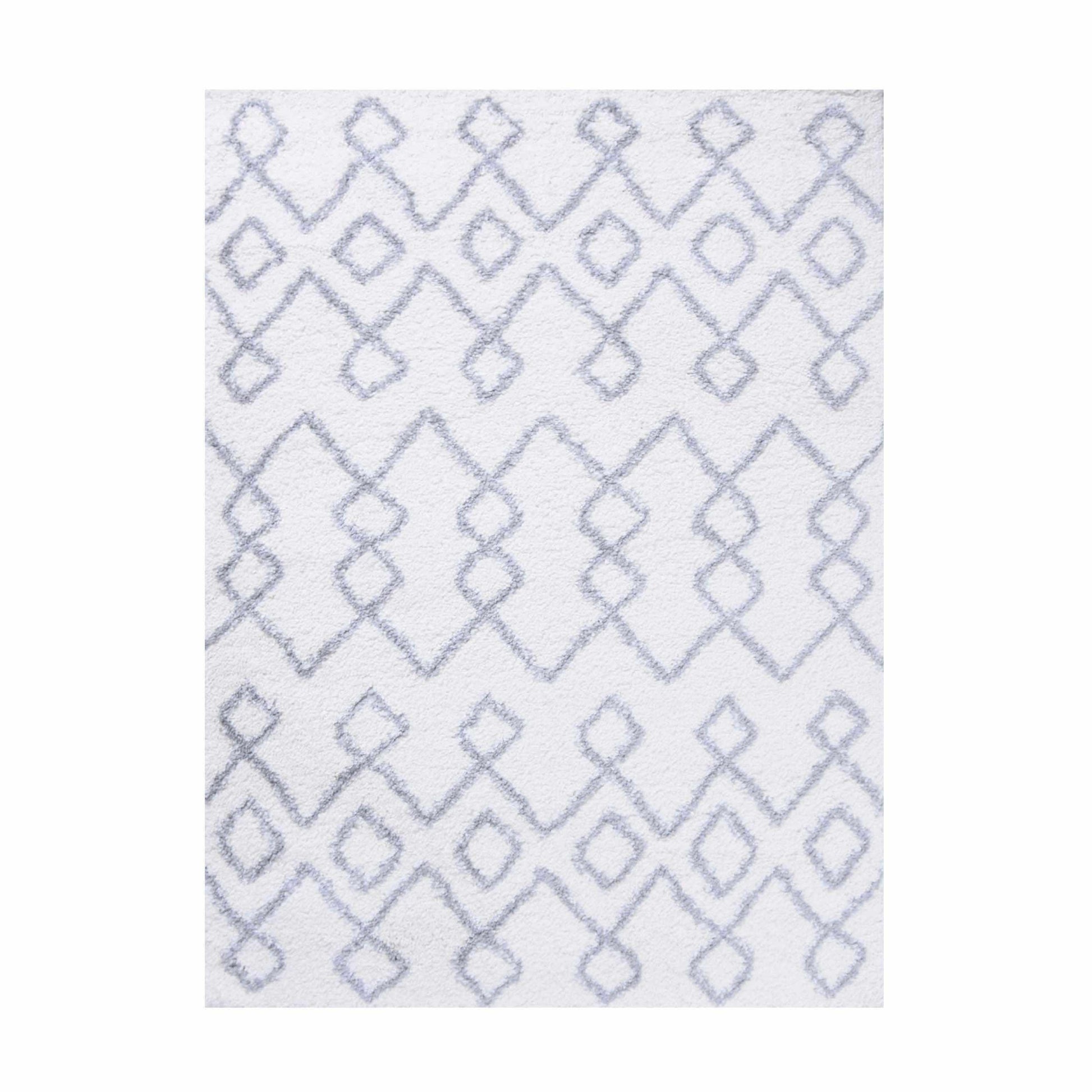 Superior Boho Geometric Diamonds Indoor Plush Shag Area Rug - Grey-Cream