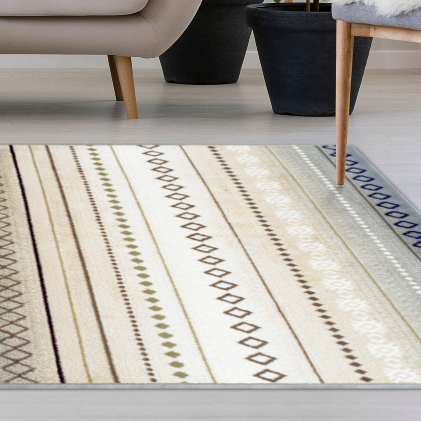 Delgado Bohemian-Striped Mozambique-Inspired Area Rug