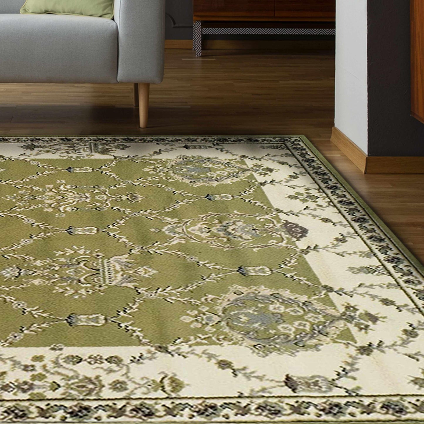 Stratton Victorian Floral Damask Lattice Area Rug