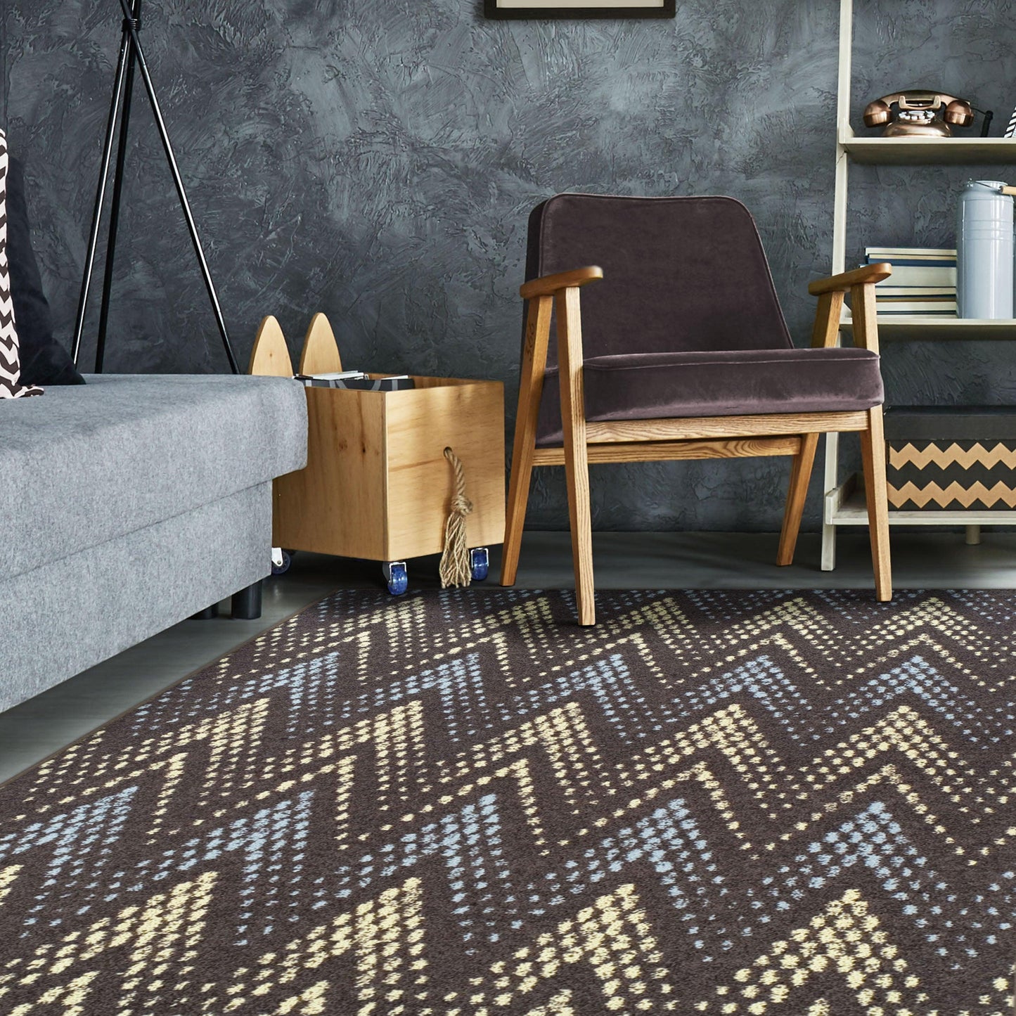 Superior Arete Modern Ombre Chevron Area Rug or Runner - Slate