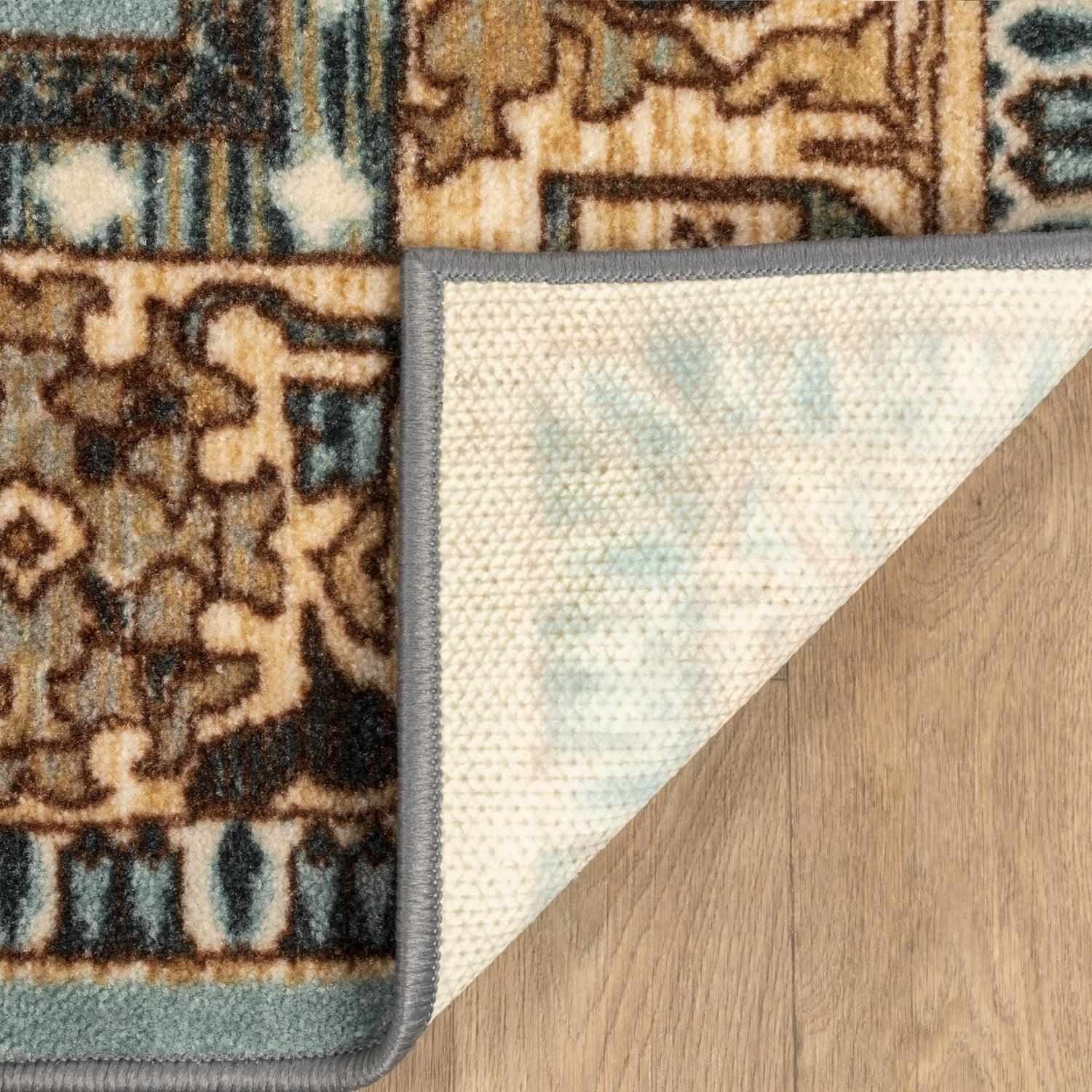 Aviva Non-Slip Floral Medallion Indoor Washable Area Rug or Runner Rug