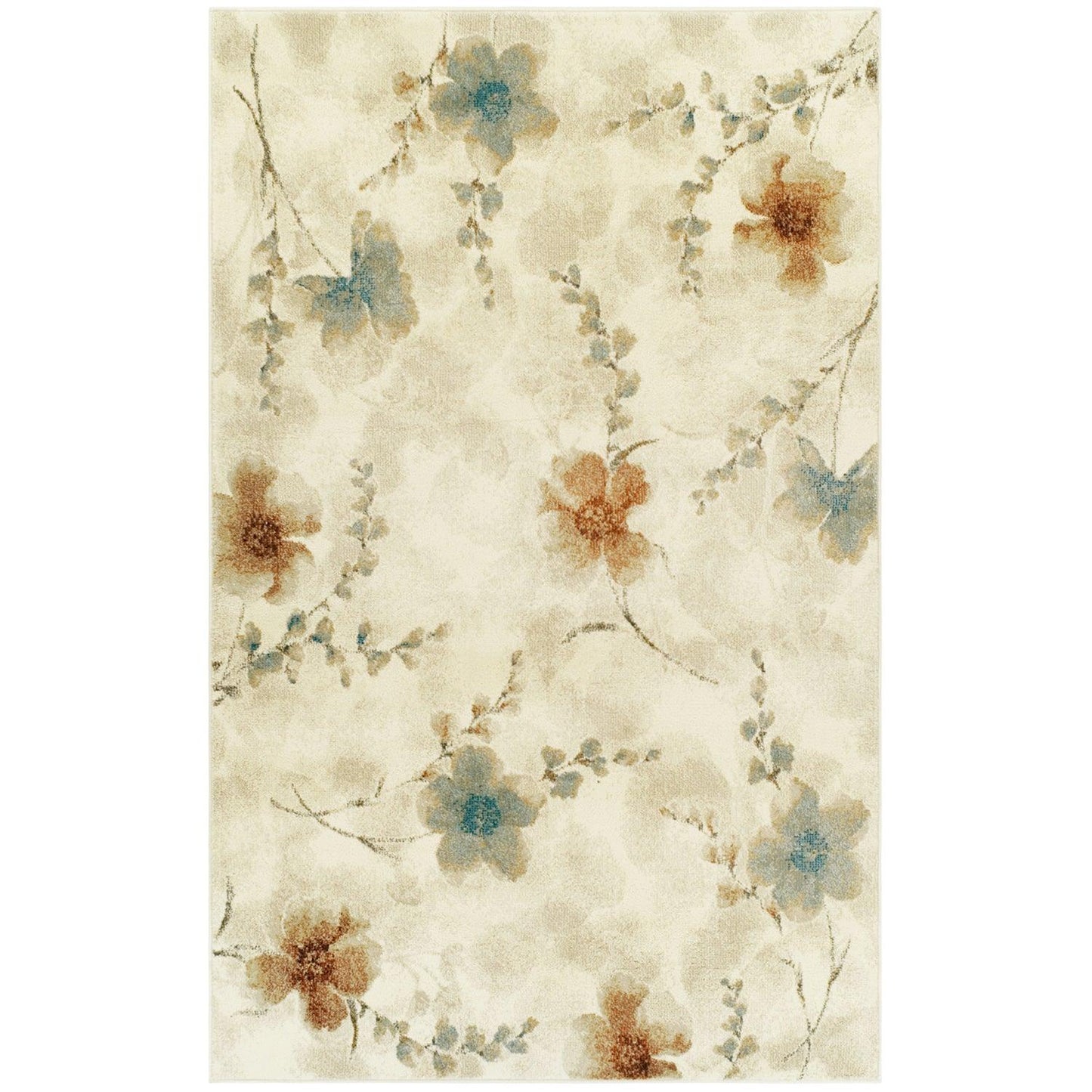 Superior Fiore Modern Oriental Floral Area Rug - Stone