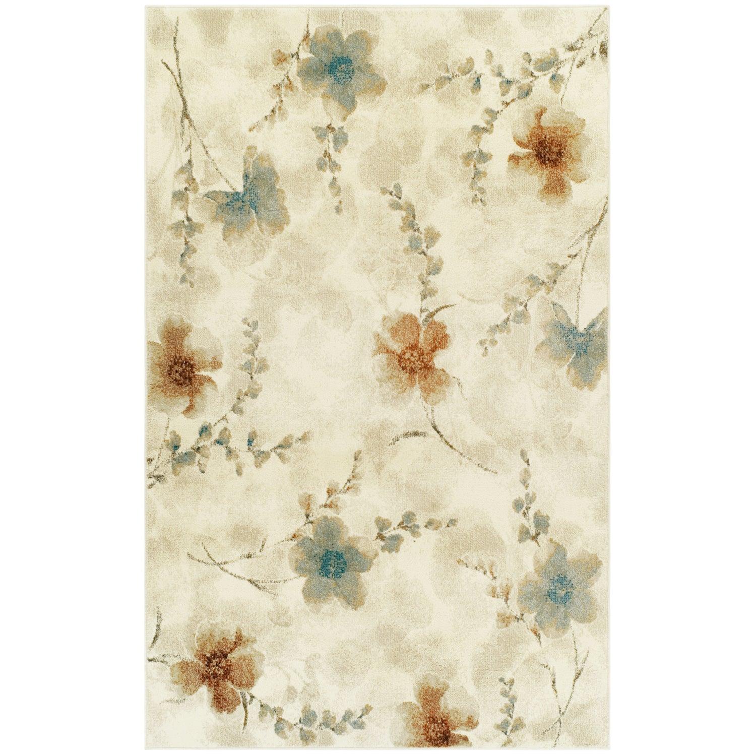 Superior Fiore Modern Oriental Floral Area Rug - Stone