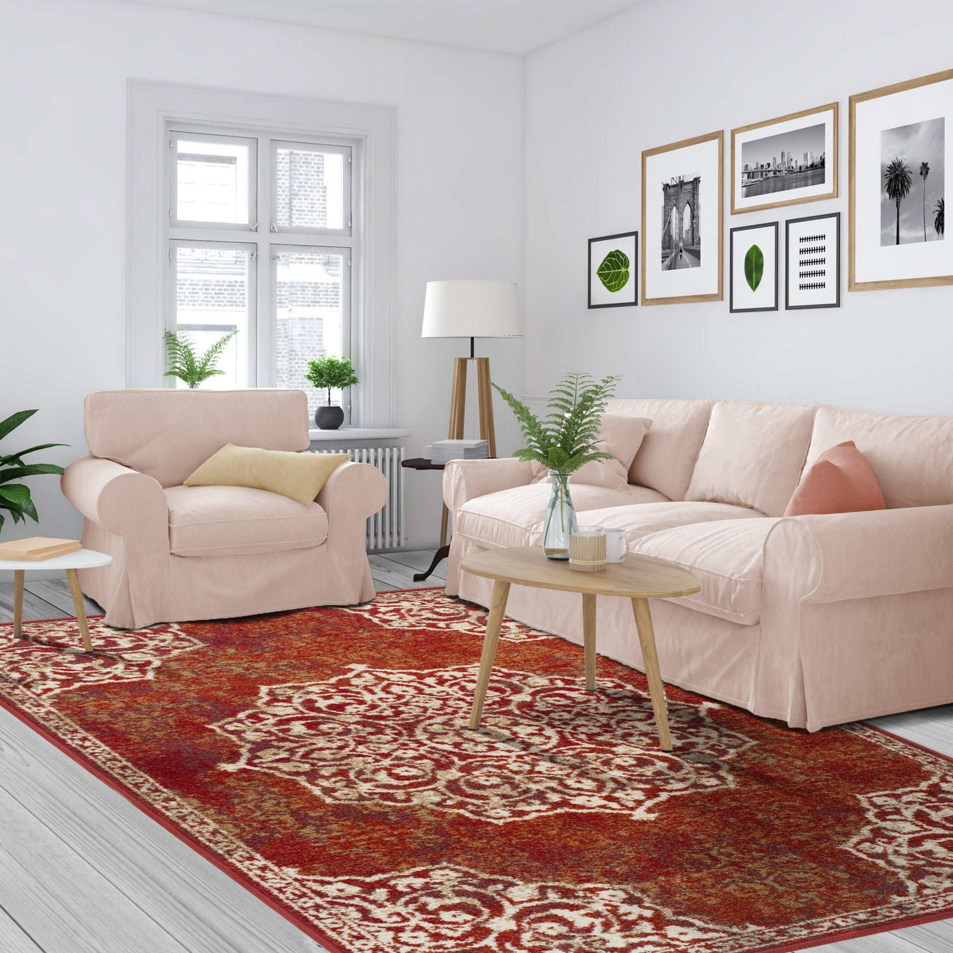 Superior Oriental Medallion Oxidized Area Rug - Maroon