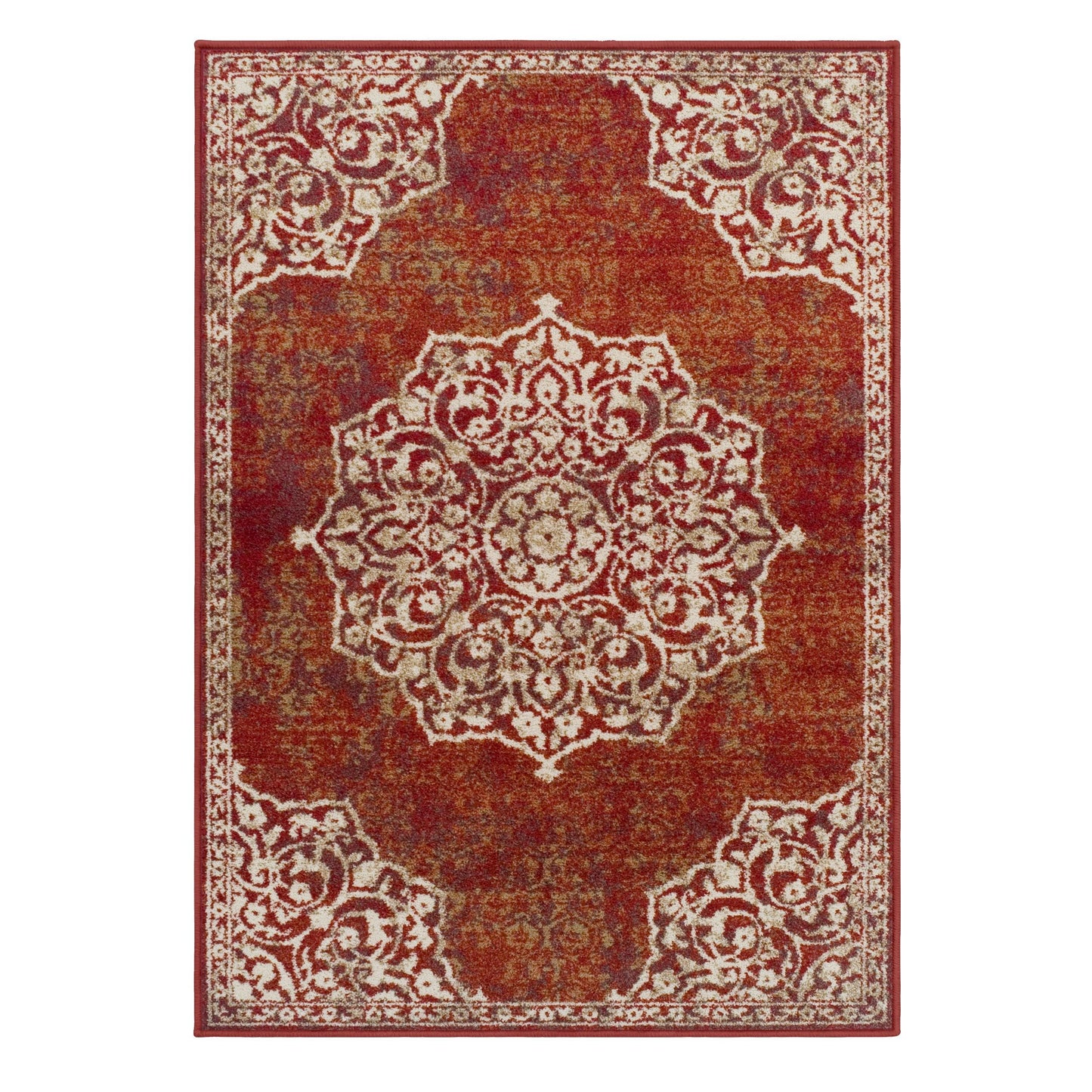 Superior Oriental Medallion Oxidized Area Rug - Maroon