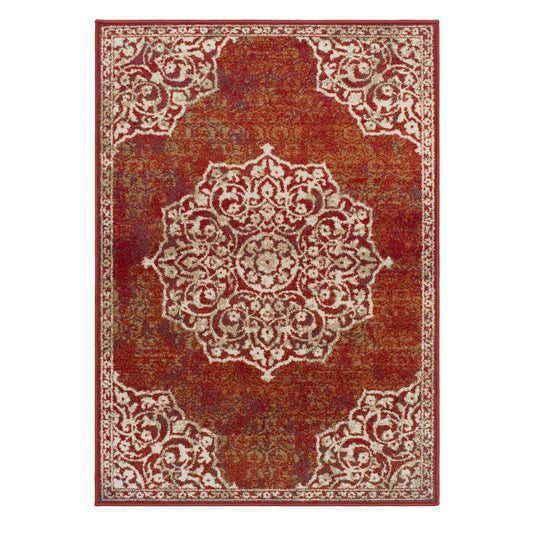 Superior Oriental Medallion Oxidized Area Rug - Maroon