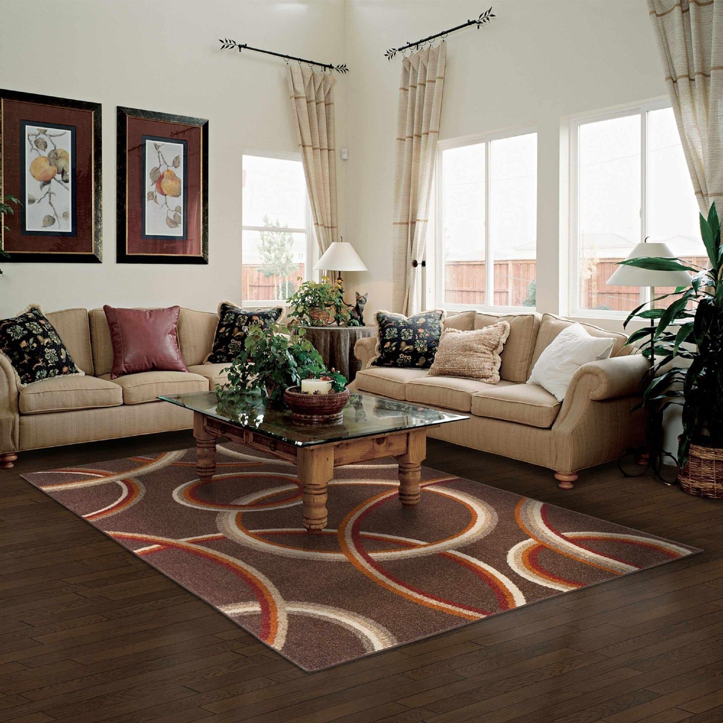 Superior Meridian Contemporary Circular Pattern Area Rug - Multi-Color