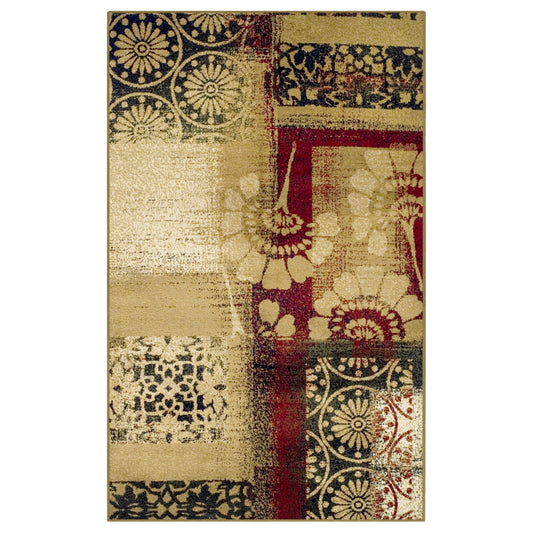 Superior Patchwork Transitional Geometric Floral Medallion Indoor Area or Runner Rug - Multi-Color