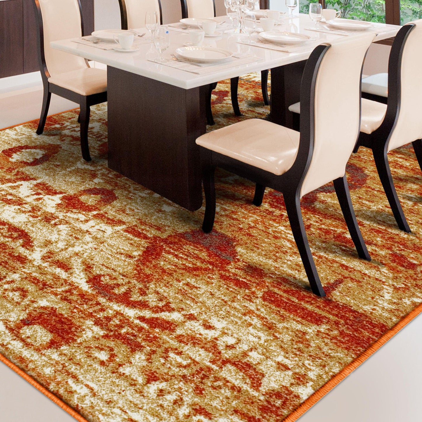Superior Rosemont Modern Geometric Abstract Indoor Area Rug -  Rust