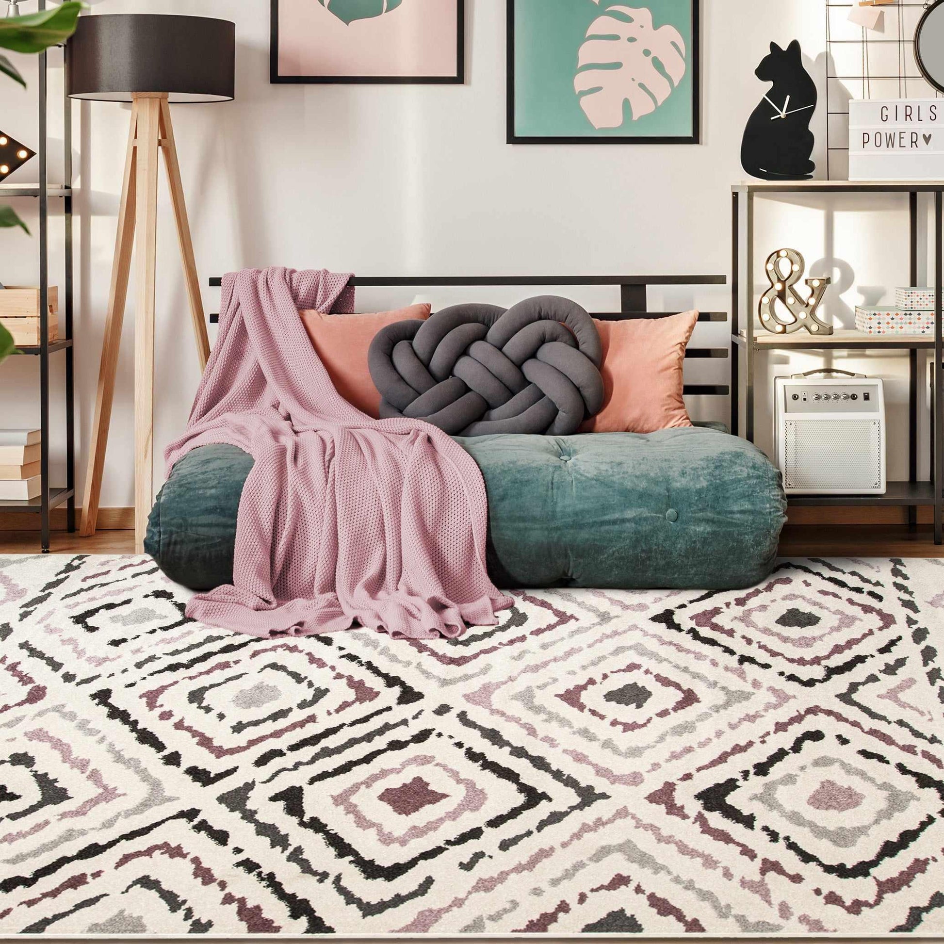 Superior Sahara Contemporary Geometric Diamonds Indoor Area Rug