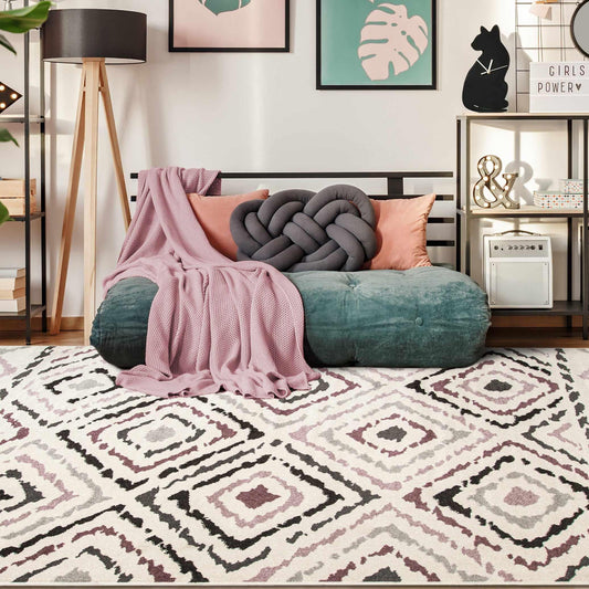 Superior Sahara Contemporary Geometric Diamonds Indoor Area Rug