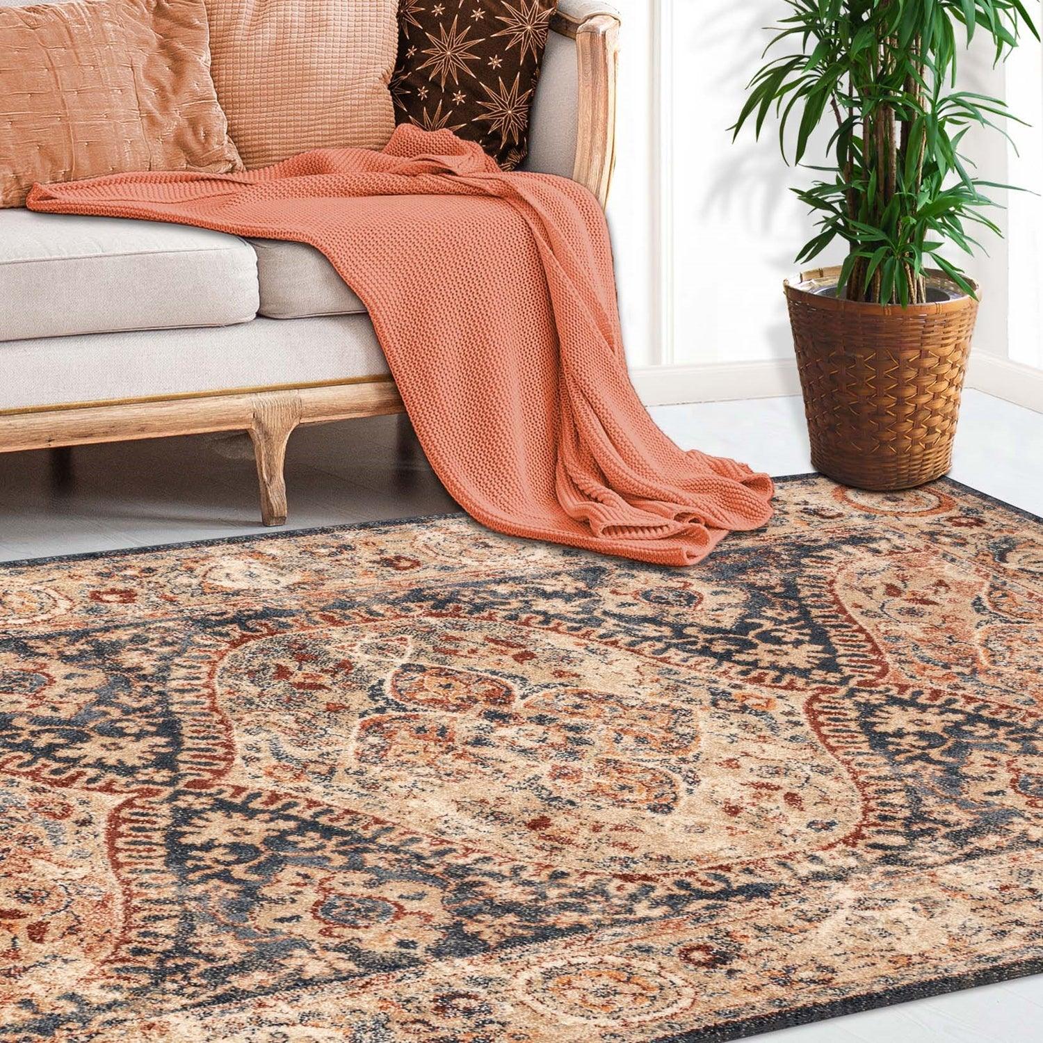 Superior Sibylla Vintage Persian Floral Medallion Indoor Area Rug