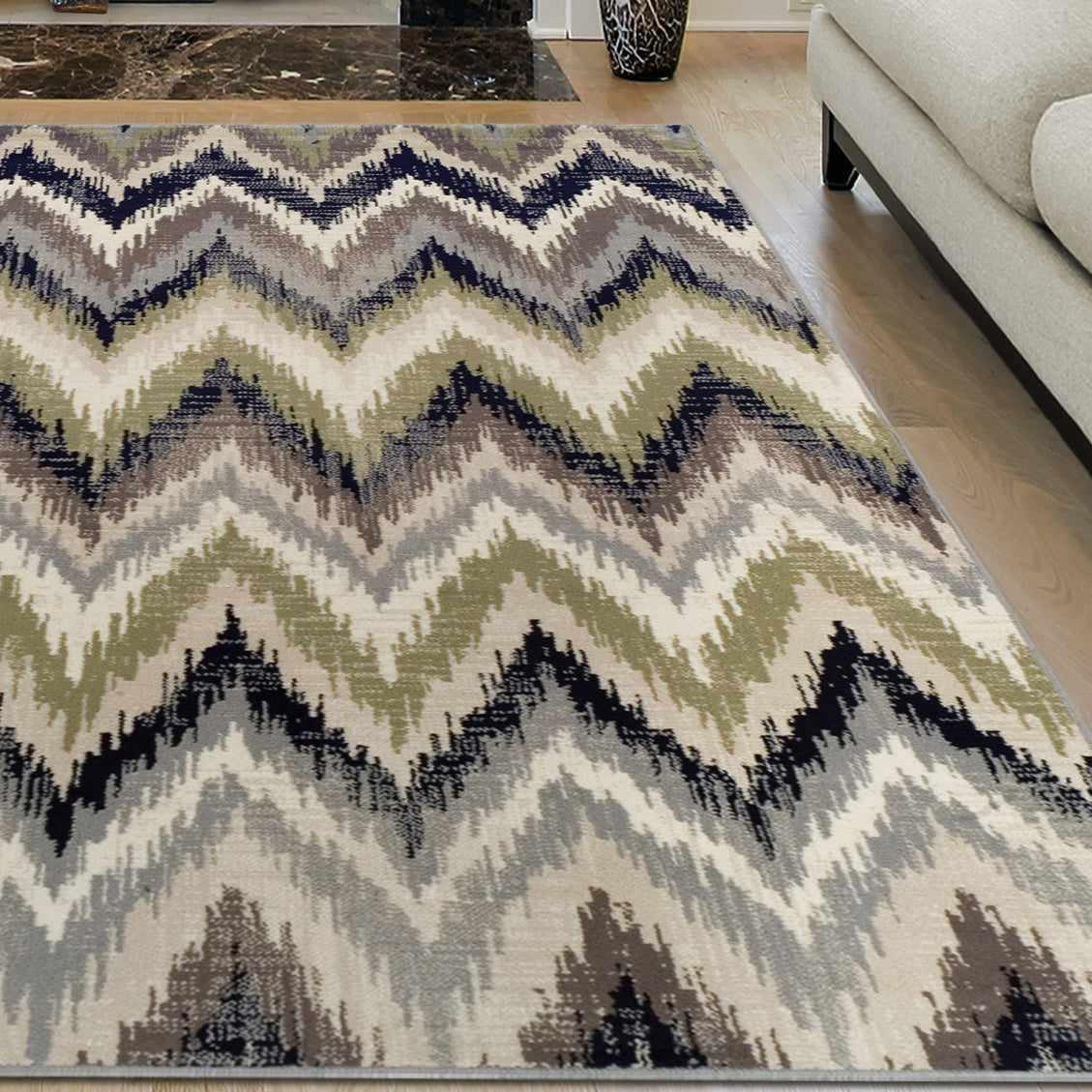 Superior Zigzag Modern Chevron Indoor Area Rug - Brown
