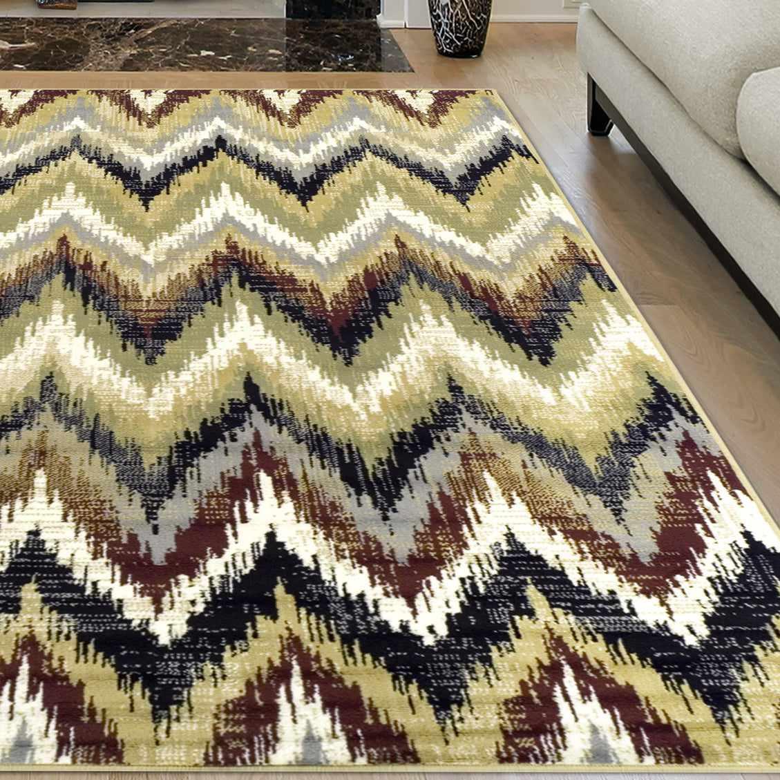 Superior Zigzag Modern Chevron Indoor Area Rug - Red