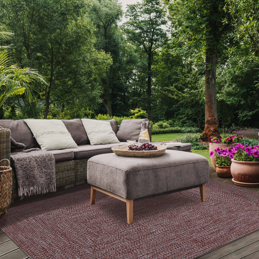 Multi Toned Braided Area Rug Bohemian Indoor Outdoor Rugs - Brick-White