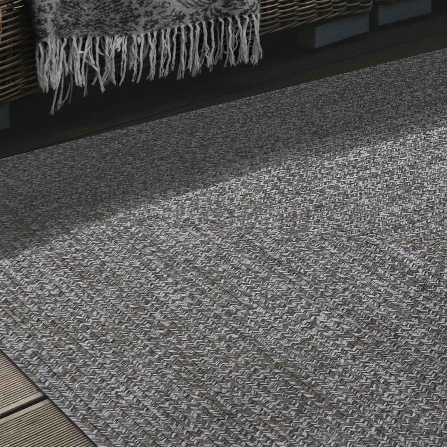 Multi Toned Braided Area Rug Bohemian Indoor Outdoor Rugs - Canvas-White