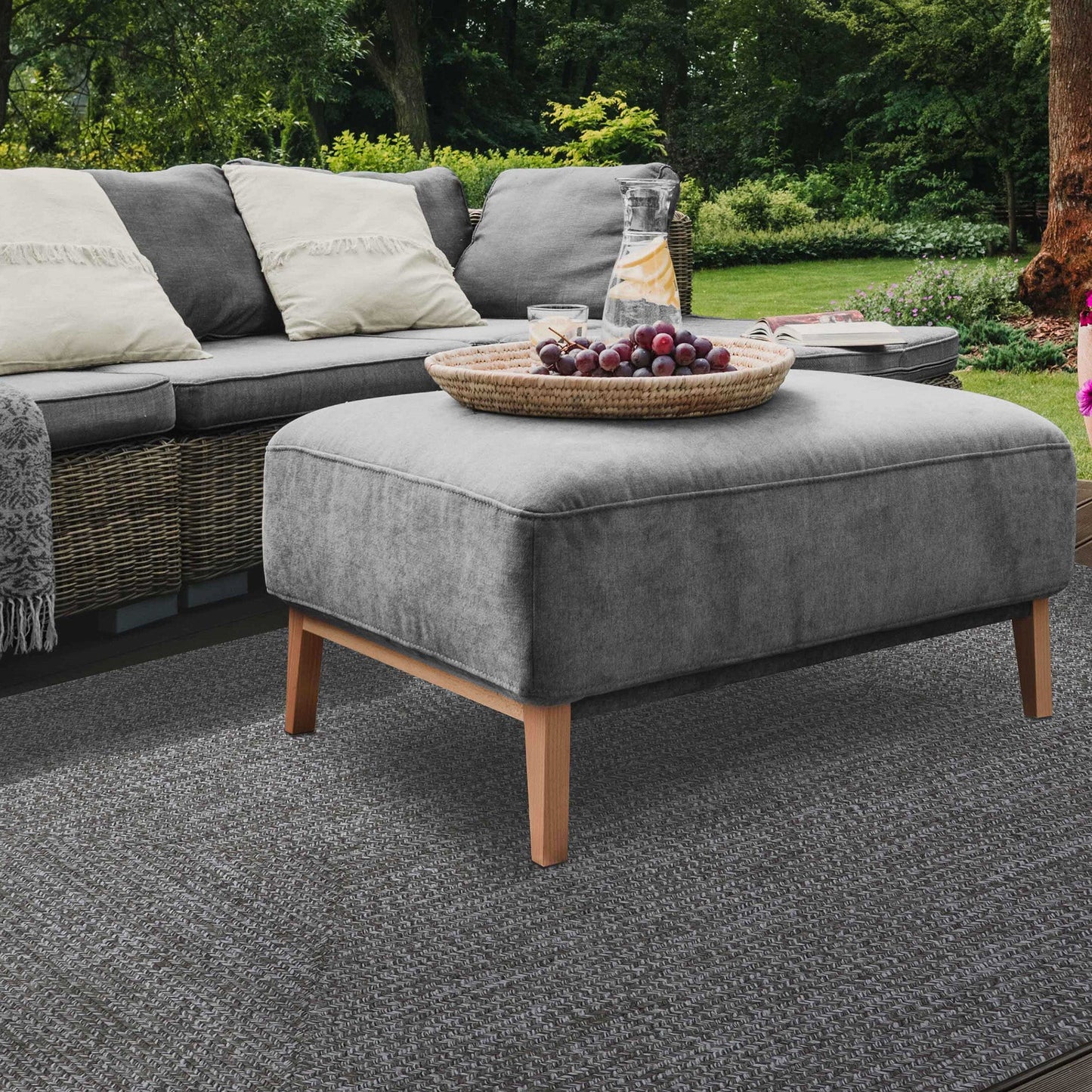 Multi Toned Braided Area Rug Bohemian Indoor Outdoor Rugs - Canvas-White