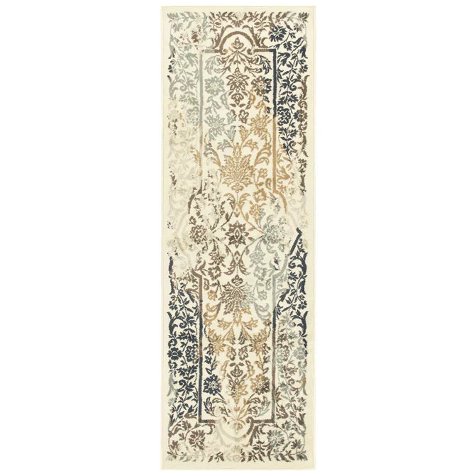 Ariza Oriental Floral Indoor Area Rug or Runner Rug - Ivory