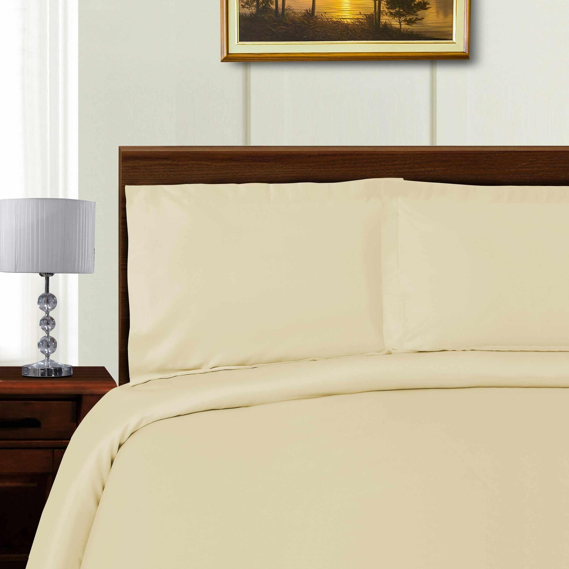 Superior 600-Thread Count Tencel and Polyester Blend Wrinkle-Free Duvet Cover Set - Ivory