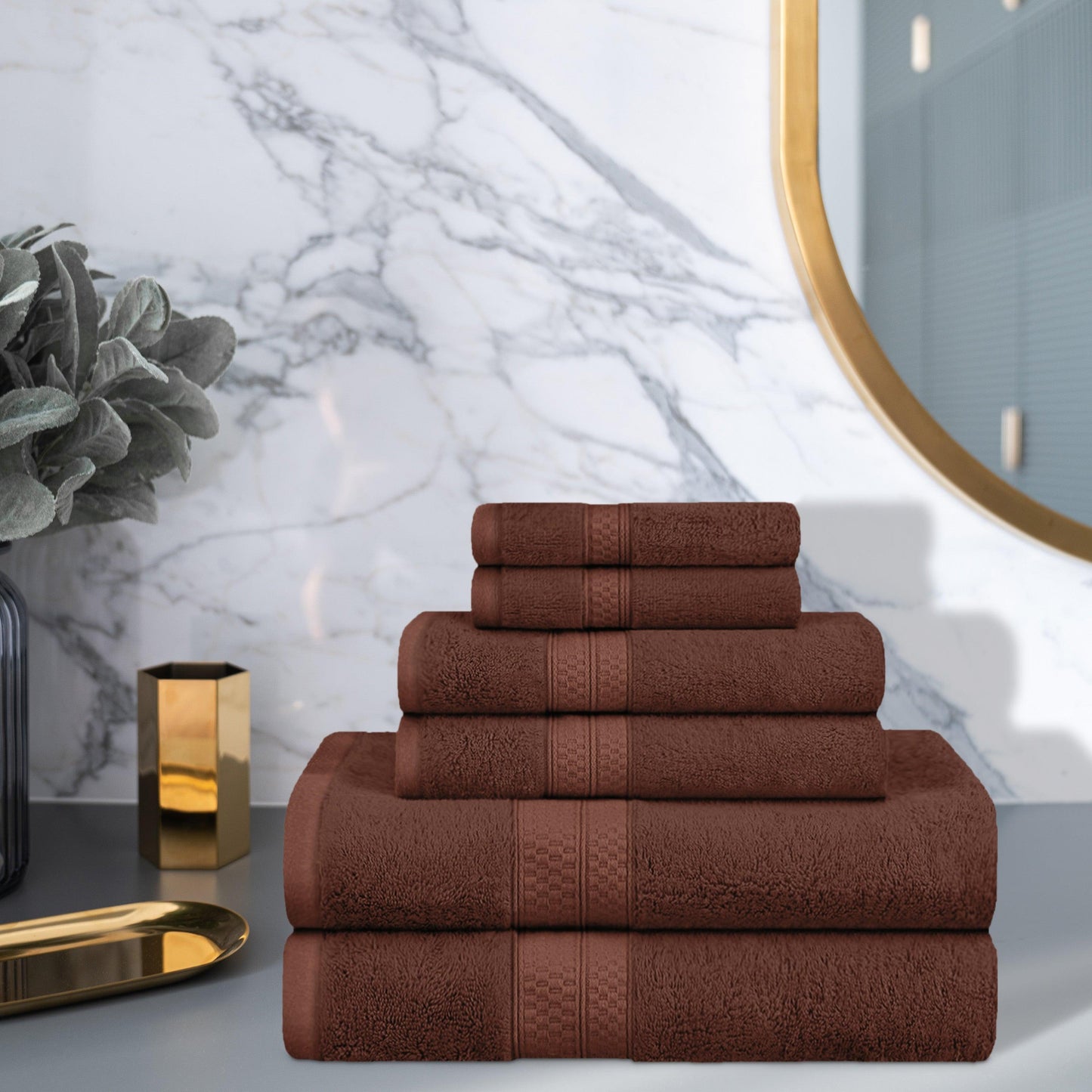 Rayon from Bamboo Ultra-Plush Heavyweight Assorted 6-Piece Towel Set - Cocoa