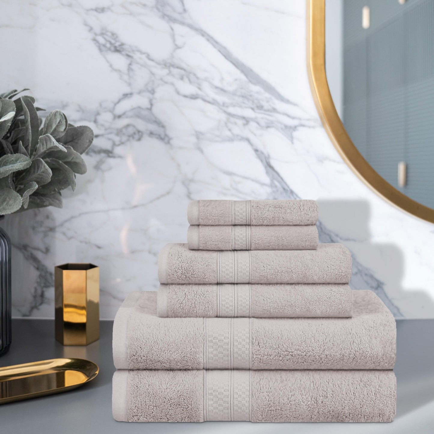 Rayon from Bamboo Ultra-Plush Heavyweight Assorted 6-Piece Towel Set - Ivory