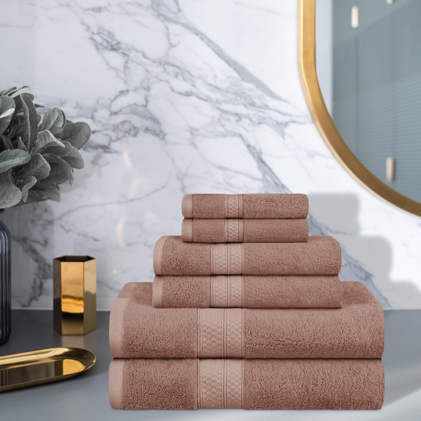 Rayon from Bamboo Ultra-Plush Heavyweight Assorted 6-Piece Towel Set - Sand
