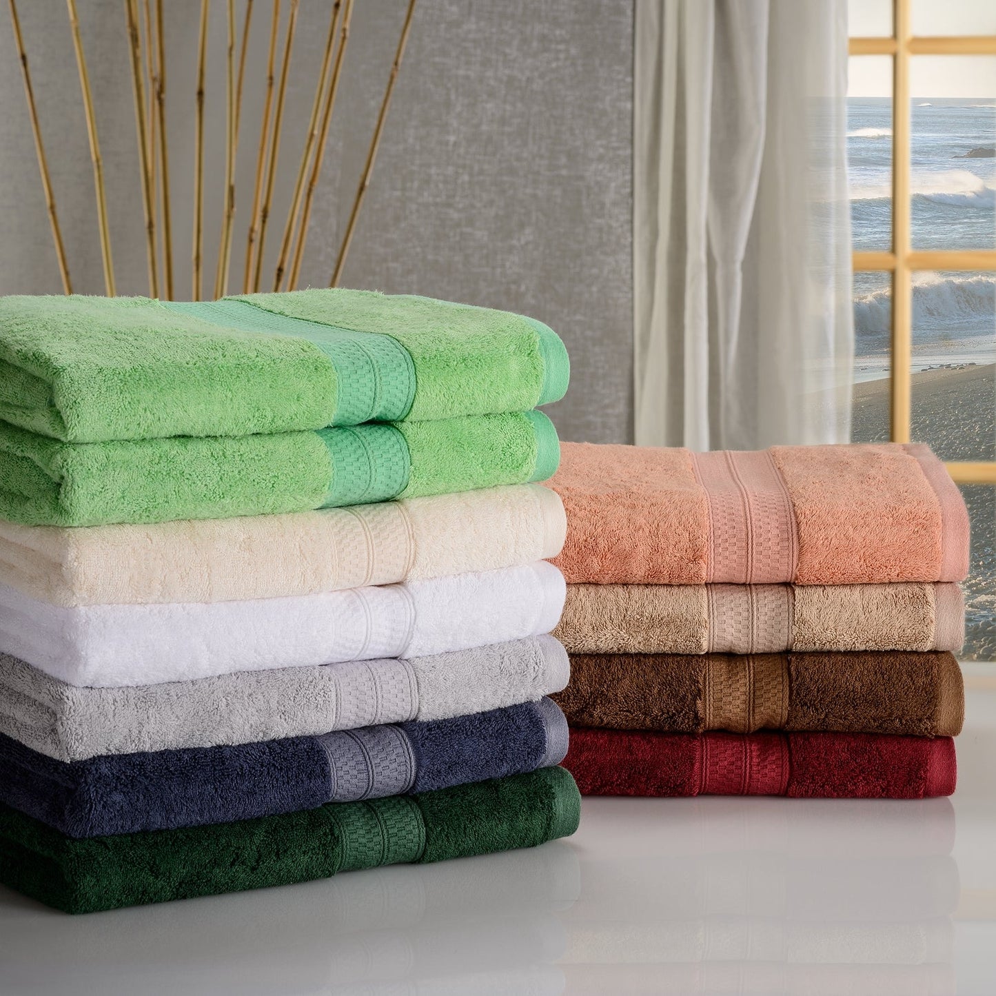 Rayon from Bamboo Ultra-Plush Heavyweight 2-Piece Bath Towel Set - Spring Green