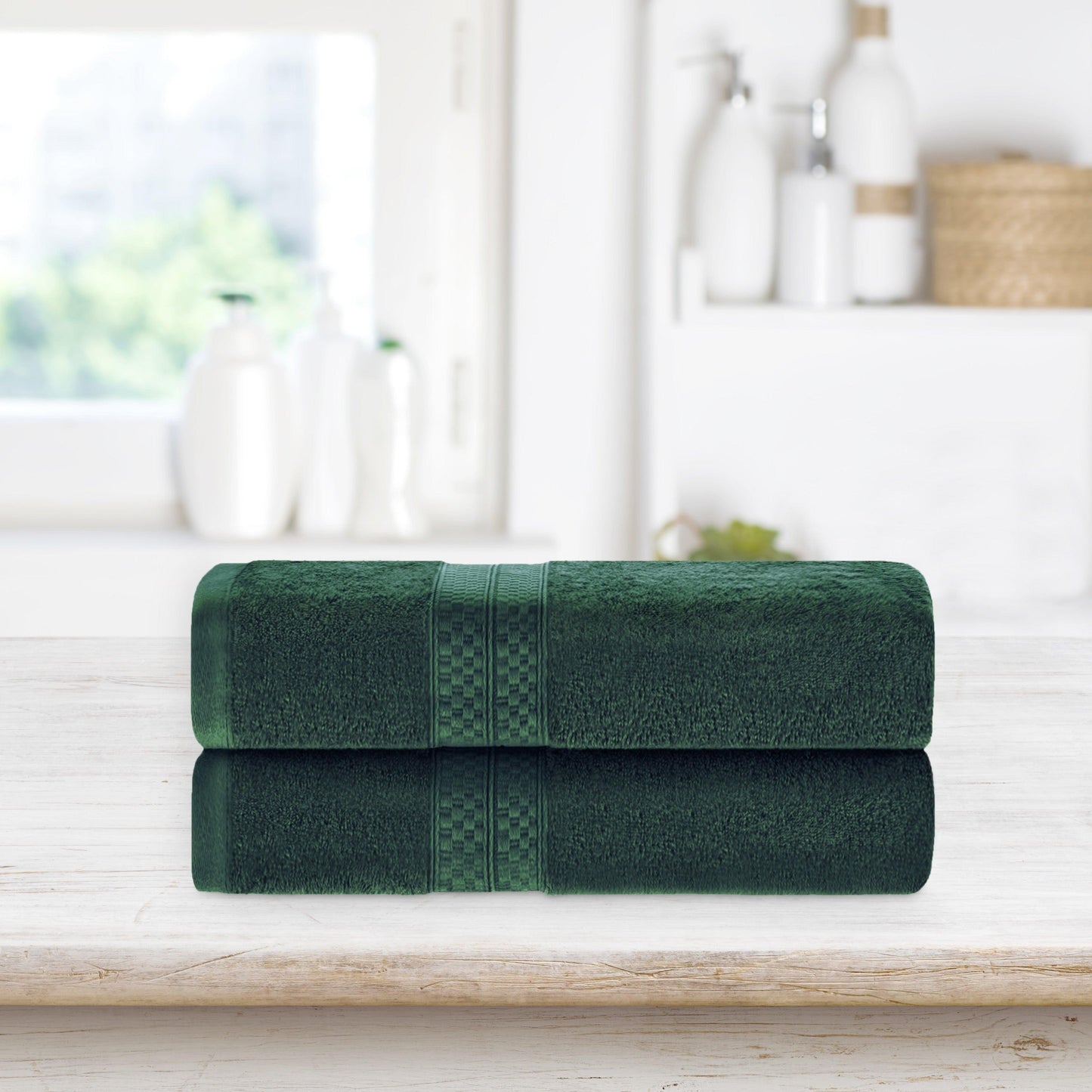 Rayon from Bamboo Ultra-Plush Heavyweight 2-Piece Bath Towel Set - Hunter Green