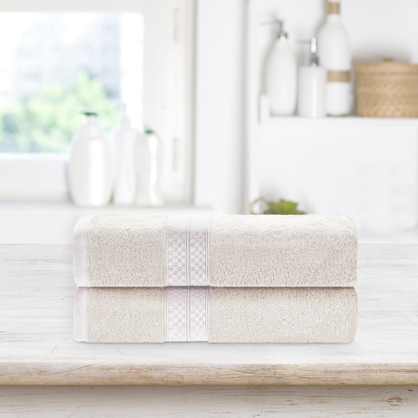 Rayon from Bamboo Ultra-Plush Heavyweight 2-Piece Bath Towel Set - Ivory