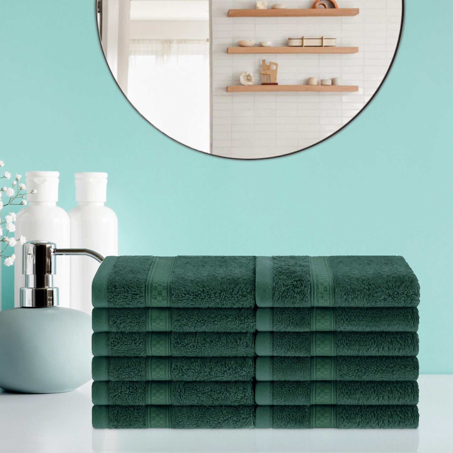 Rayon from Bamboo Ultra-Plush Heavyweight Assorted 12-Piece Towel Set - Hunter Green