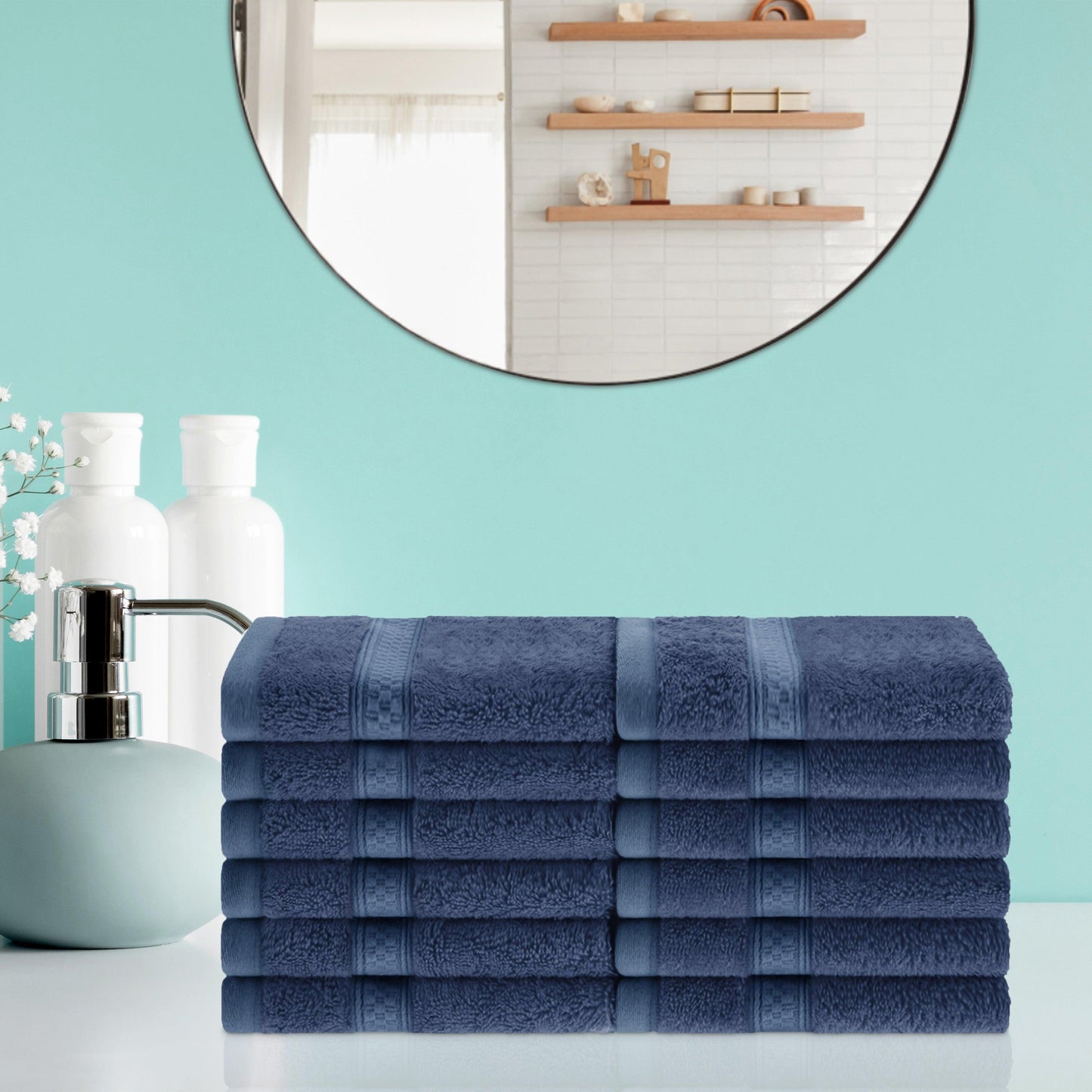 Rayon from Bamboo Ultra-Plush Heavyweight Assorted 12-Piece Towel Set - River Blue