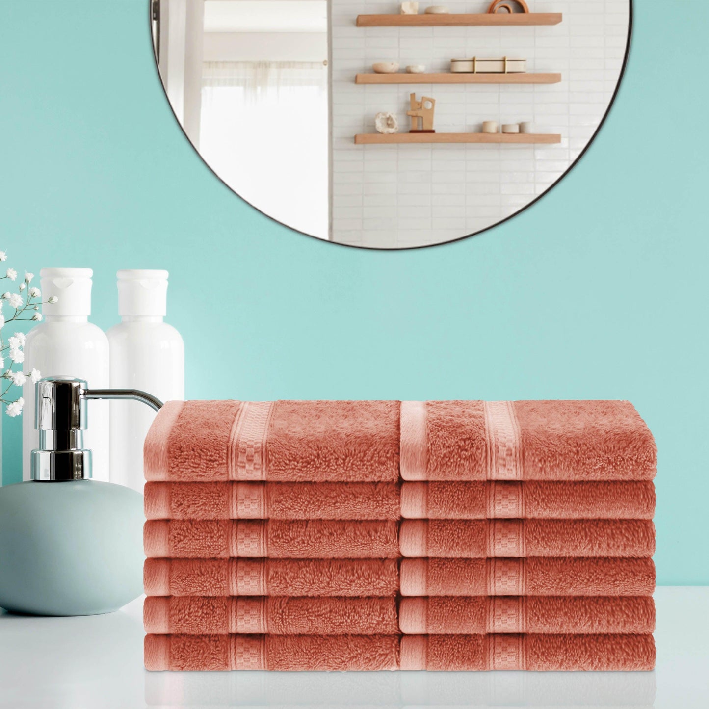 Rayon from Bamboo Ultra-Plush Heavyweight Assorted 12-Piece Towel Set - Salmon