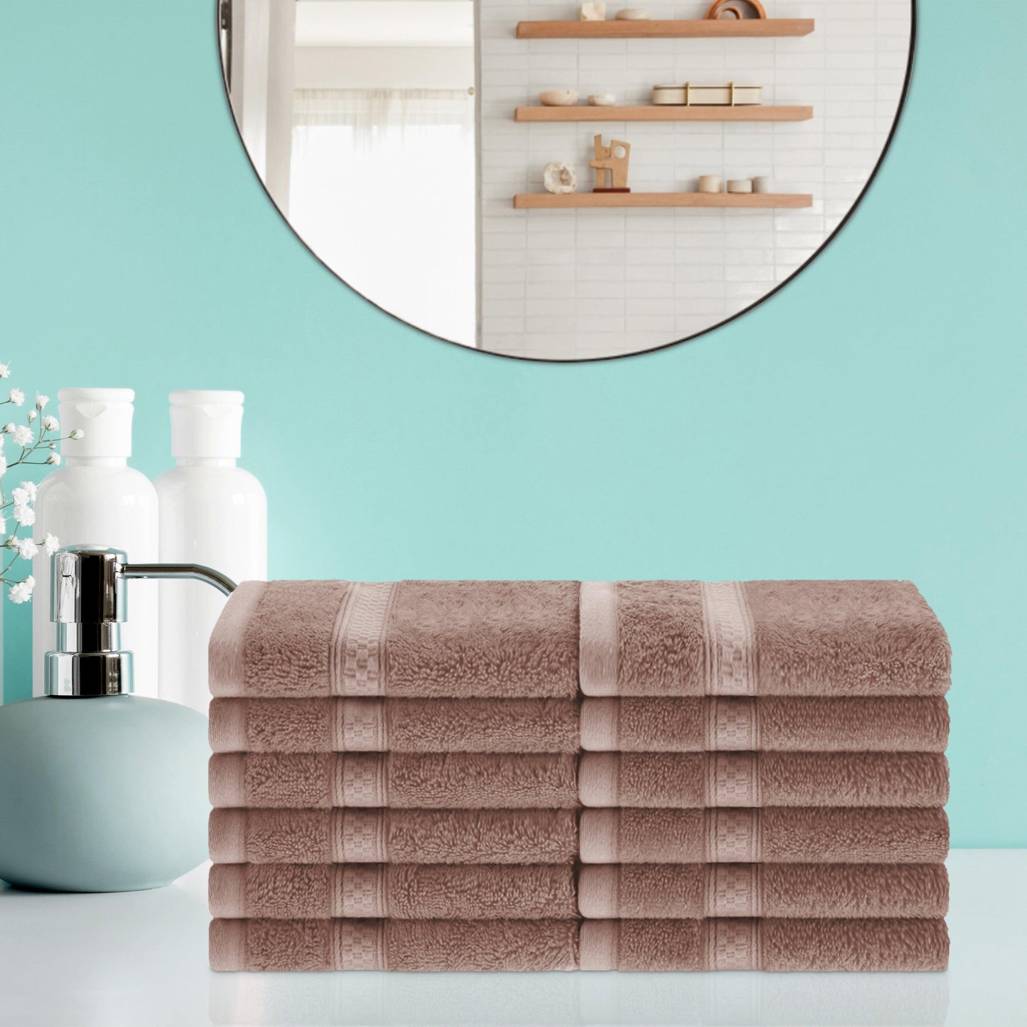Rayon from Bamboo Ultra-Plush Heavyweight Assorted 12-Piece Towel Set - Sand