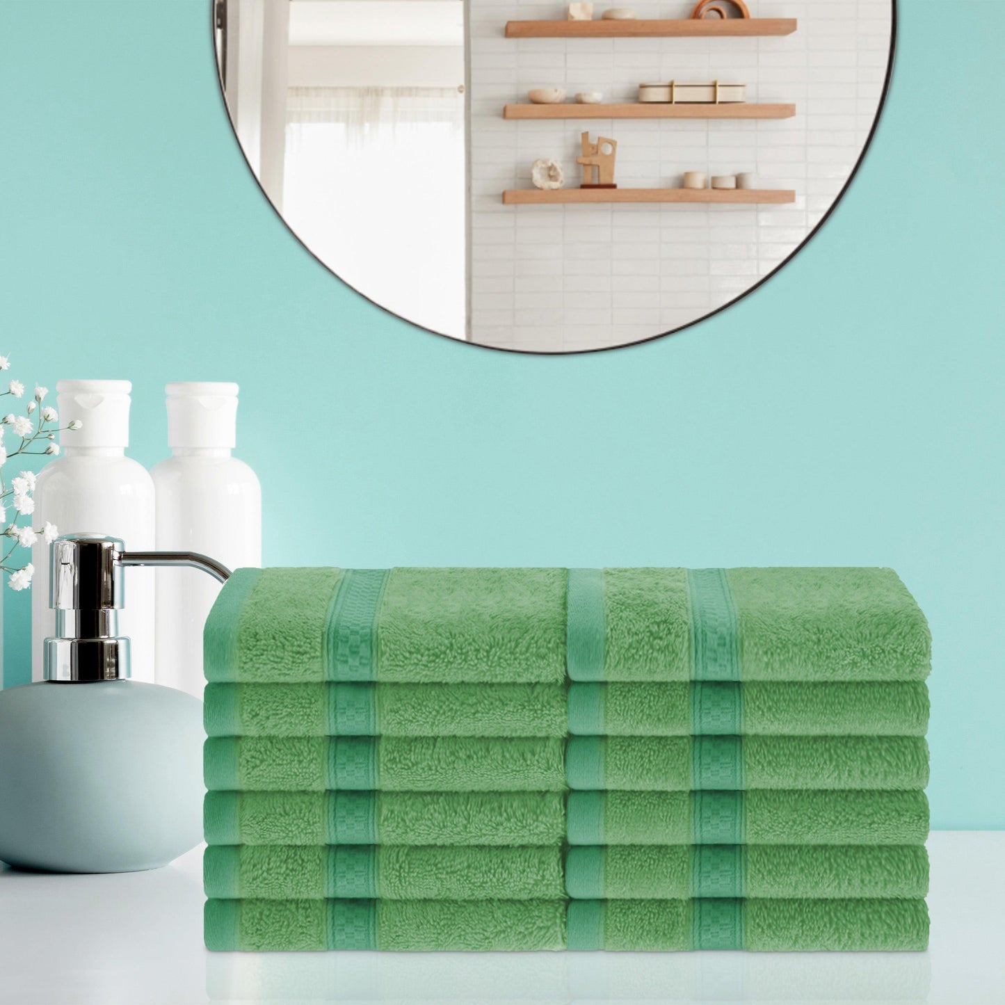 Rayon from Bamboo Ultra-Plush Heavyweight Assorted 12-Piece Towel Set - Spring Green