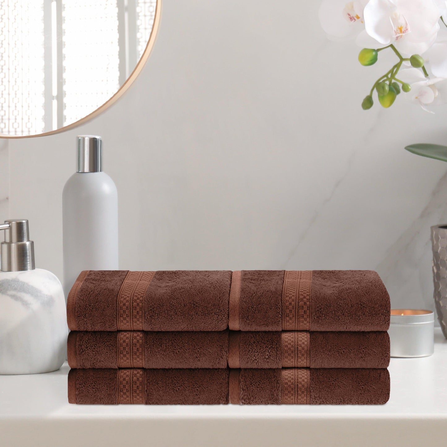 Rayon from Bamboo Ultra-Plush Heavyweight 6-Piece Hand Towel Set - Cocoa