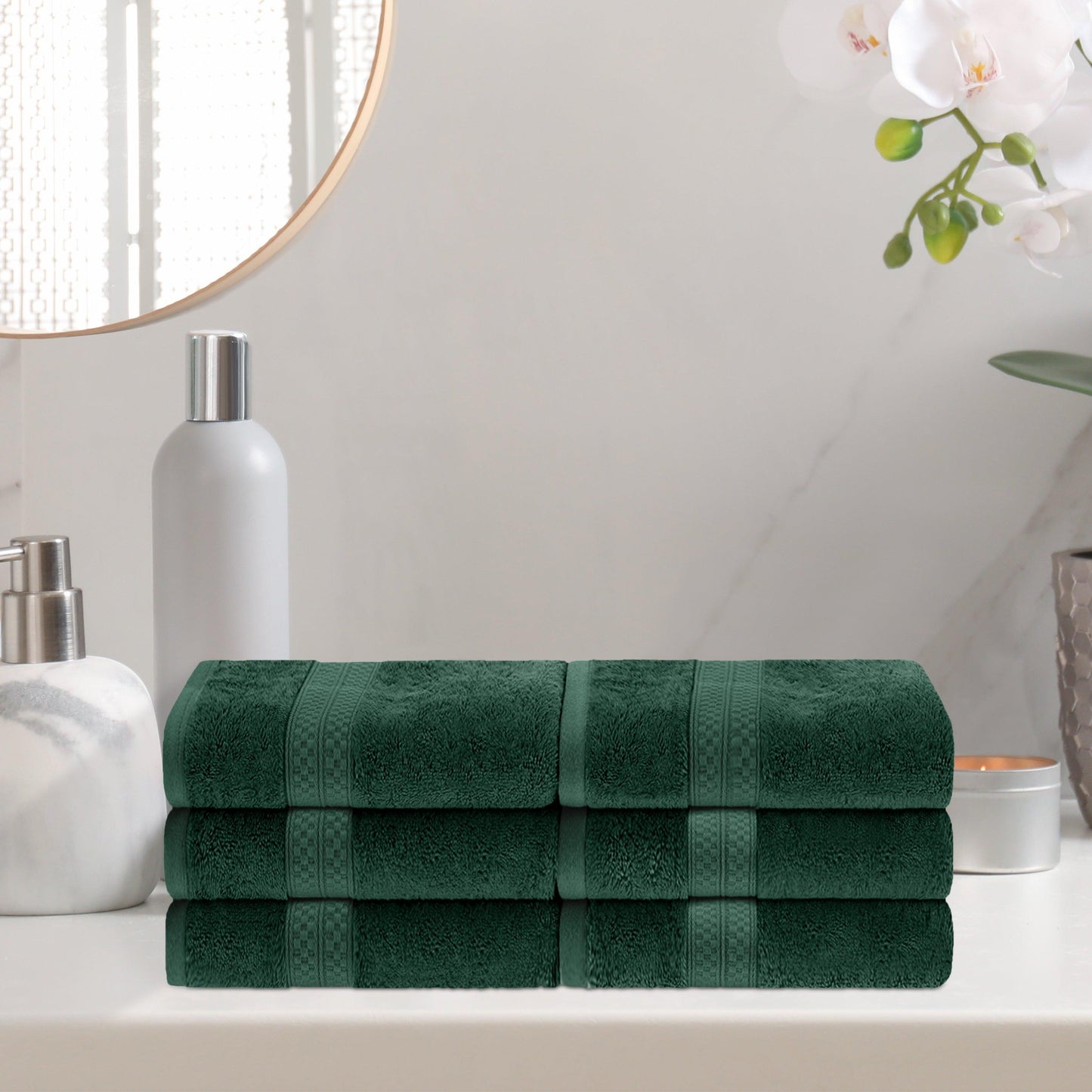 Rayon from Bamboo Ultra-Plush Heavyweight 6-Piece Hand Towel Set - Hunter Green