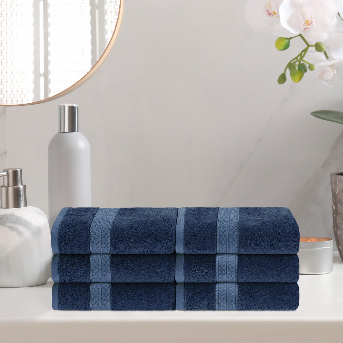 Rayon from Bamboo Ultra-Plush Heavyweight 6-Piece Hand Towel Set - River Blue