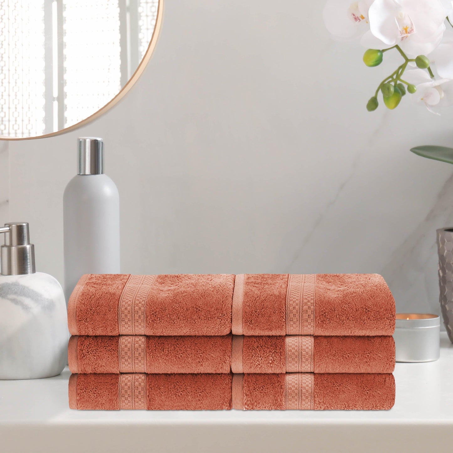 Rayon from Bamboo Ultra-Plush Heavyweight 6-Piece Hand Towel Set - Salmon