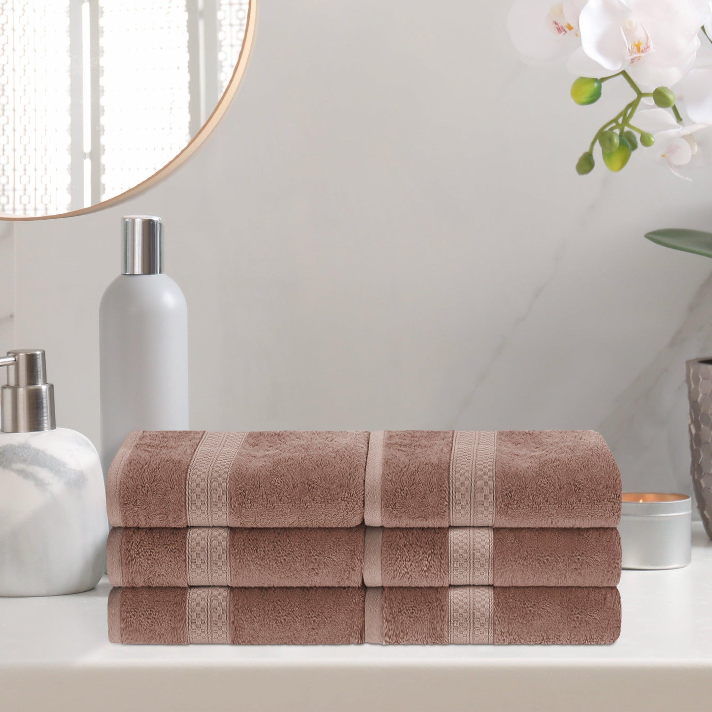 Rayon from Bamboo Ultra-Plush Heavyweight 6-Piece Hand Towel Set - Sand