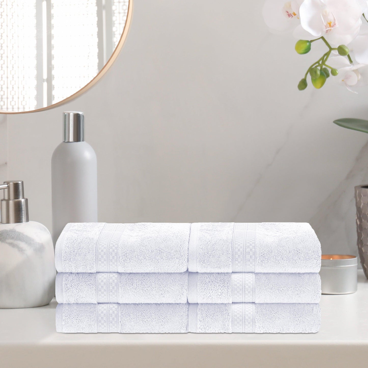 Rayon from Bamboo Ultra-Plush Heavyweight 6-Piece Hand Towel Set - White