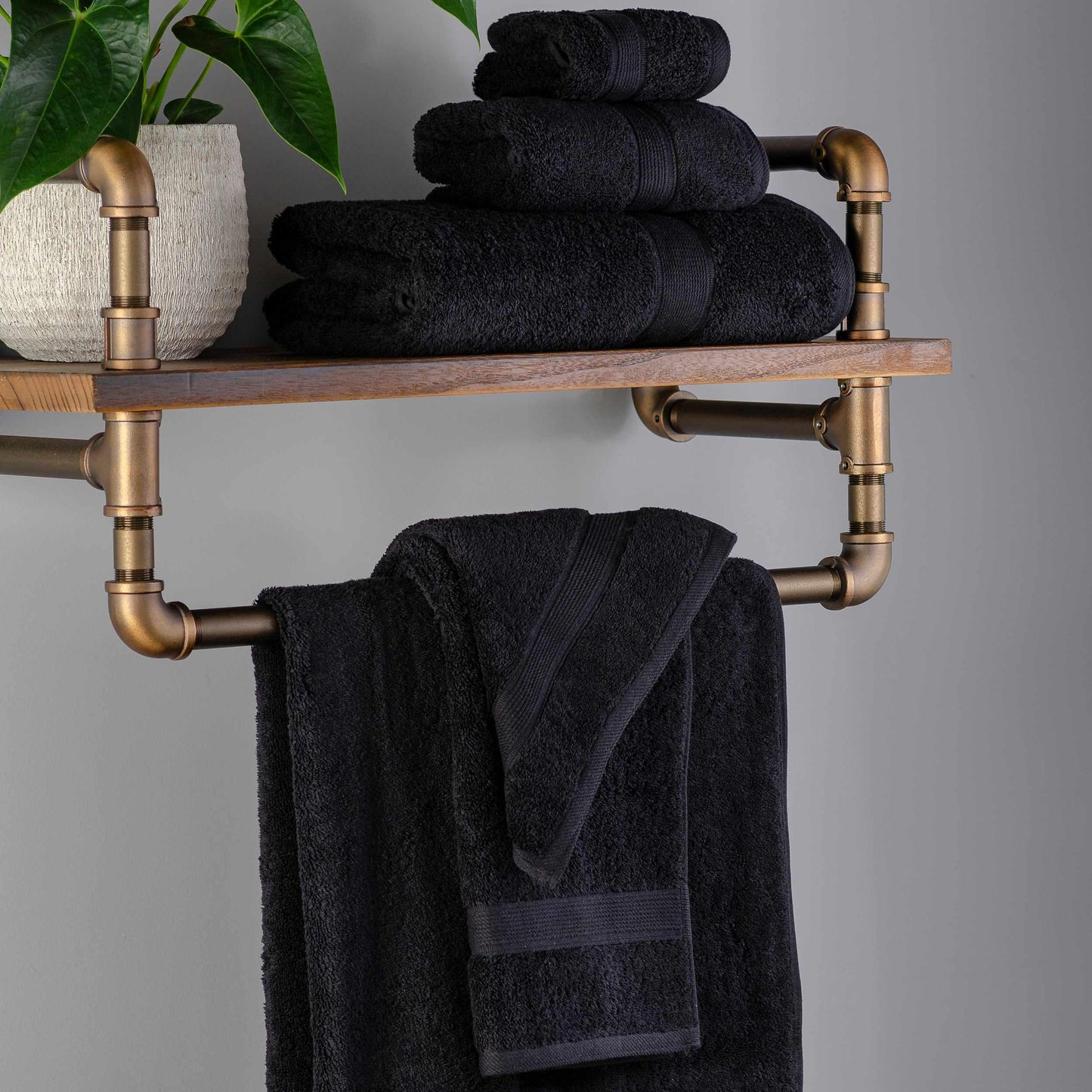 Modern Organic Solid 650 GSM 6- Pieces Towel Set - Black