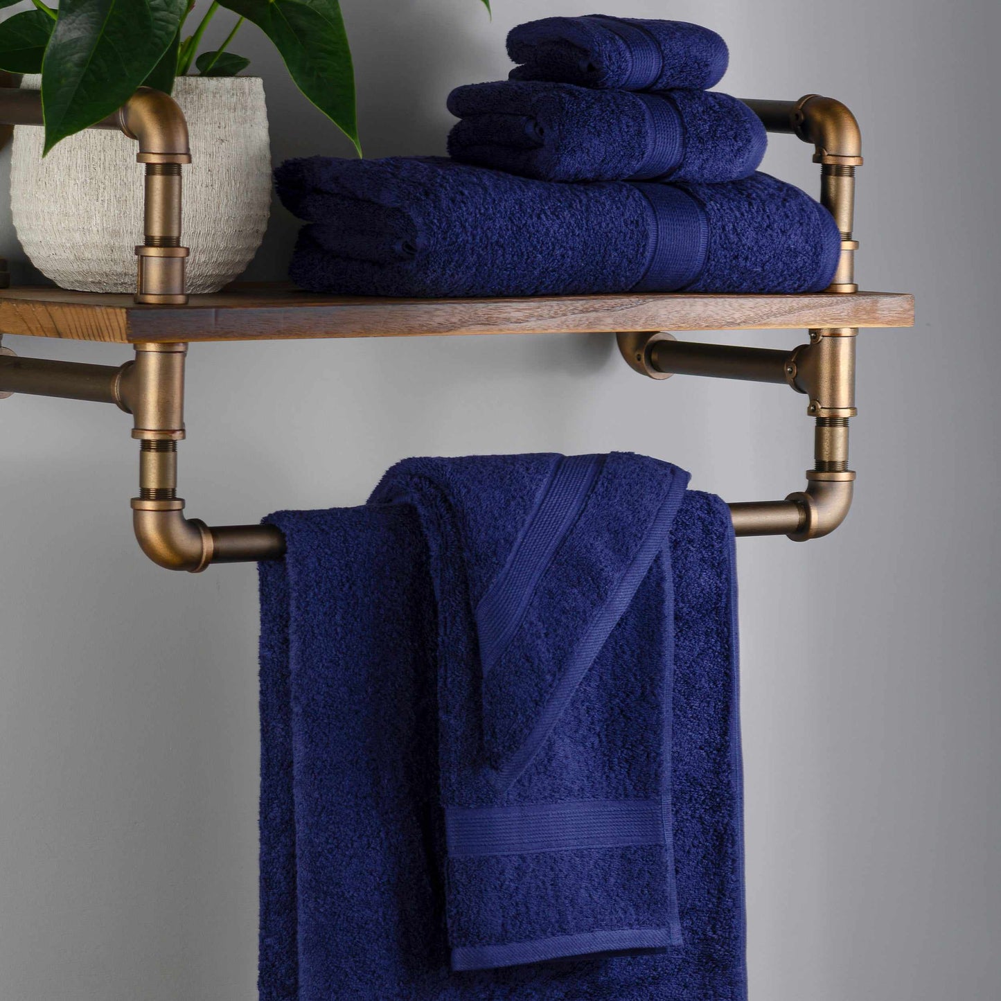Modern Organic Solid 650 GSM 6- Pieces Towel Set - Navy Blue