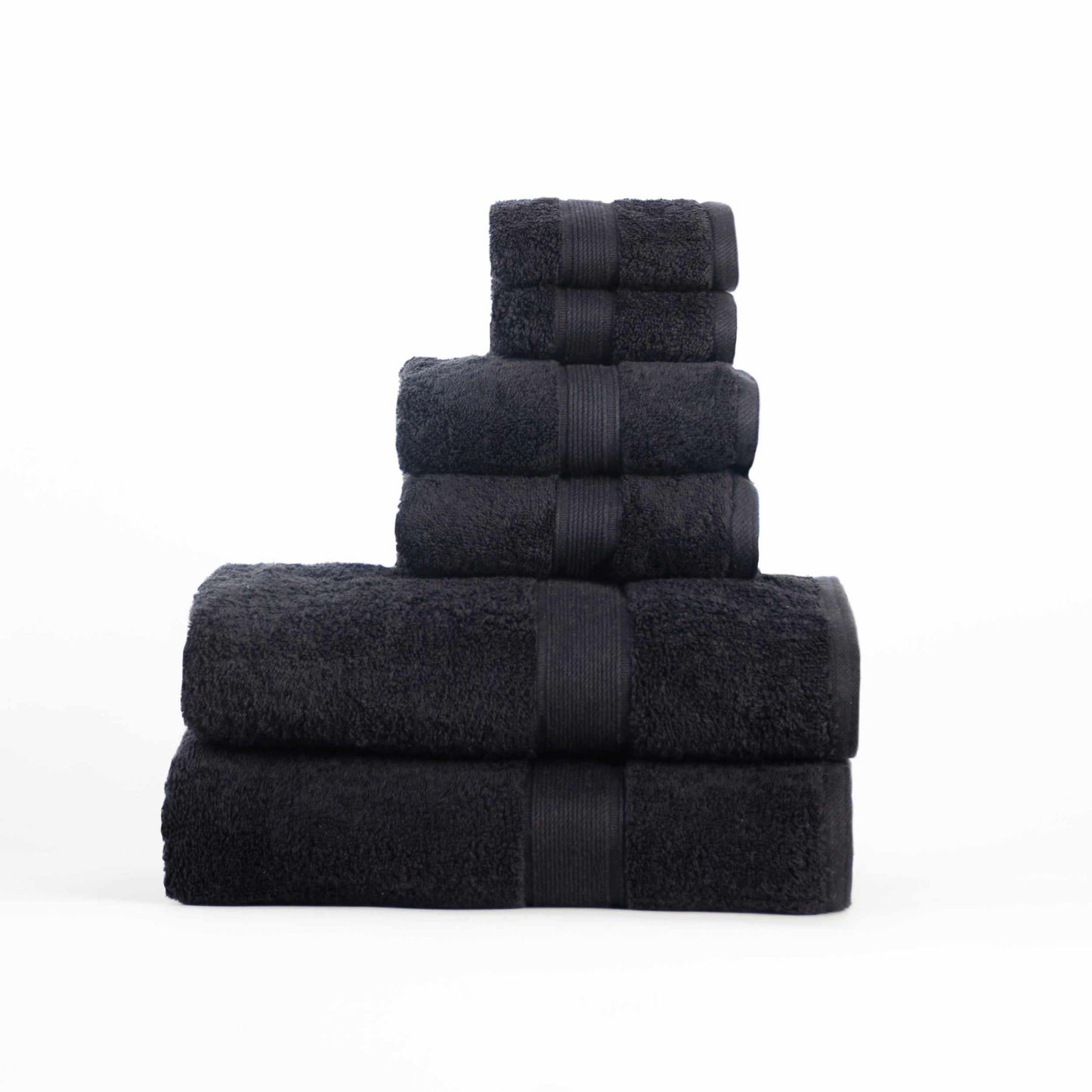 Modern Organic Solid 650 GSM 6- Pieces Towel Set - Black