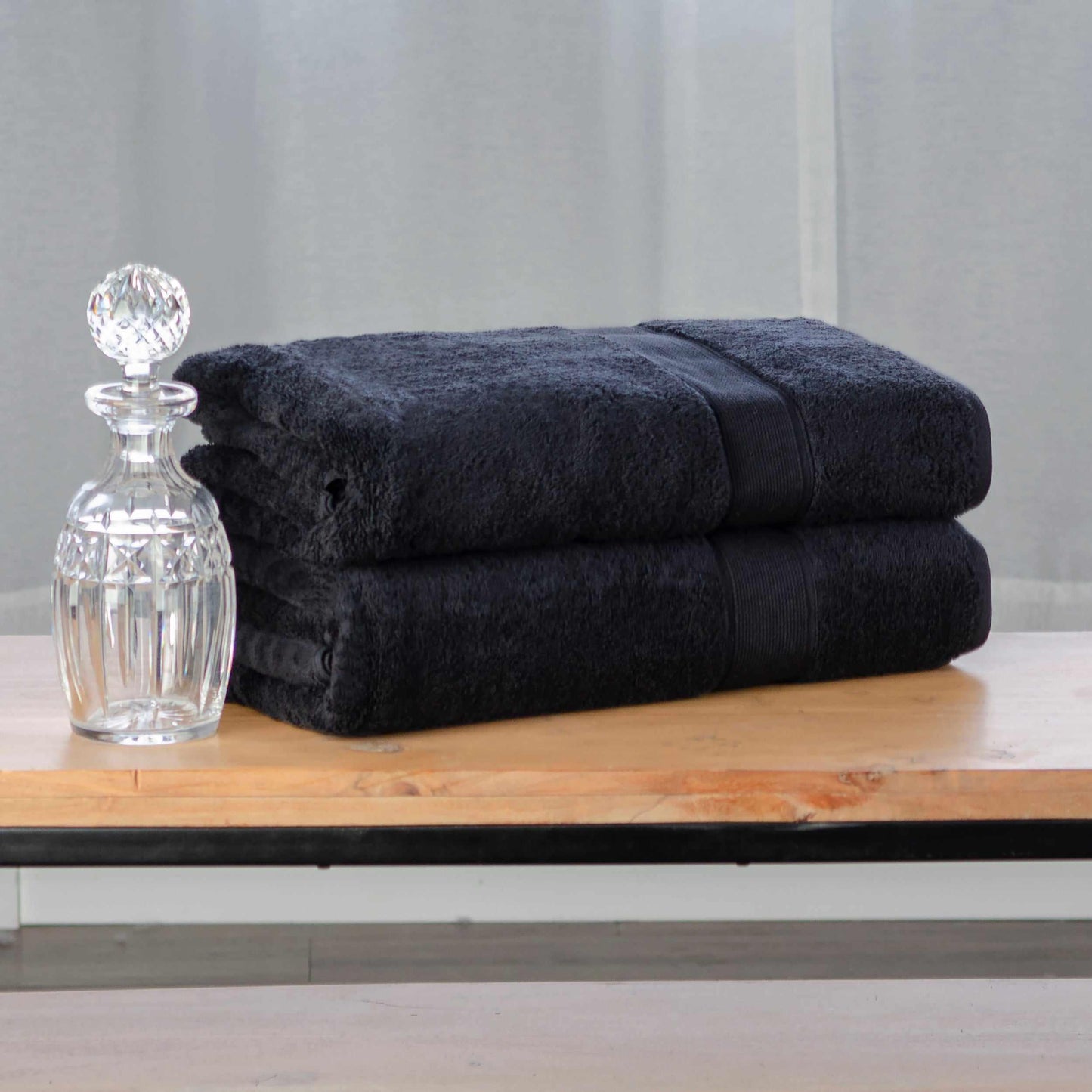Modern Organic Solid 650 GSM 6- Pieces Bath Sheet Set - Black