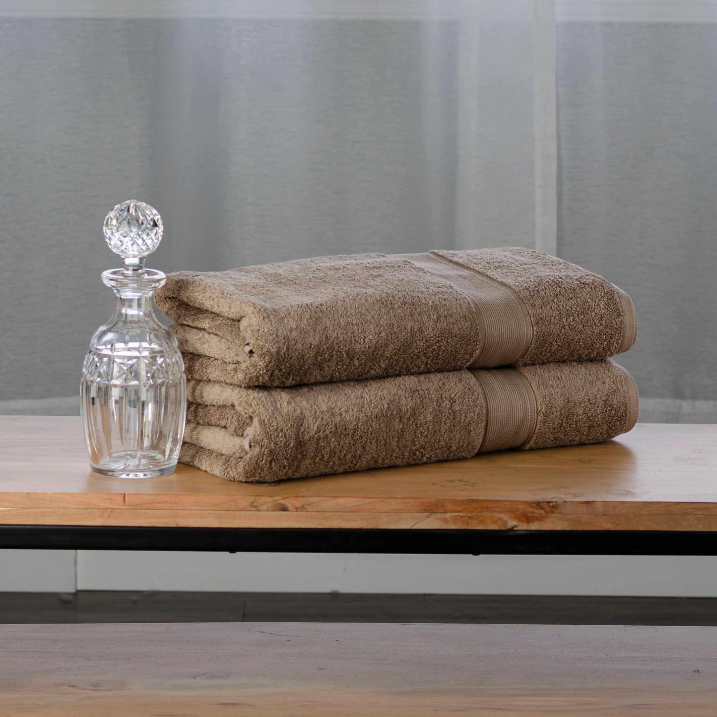 Modern Organic Solid 650 GSM 6- Pieces Bath Sheet Set - Taupe