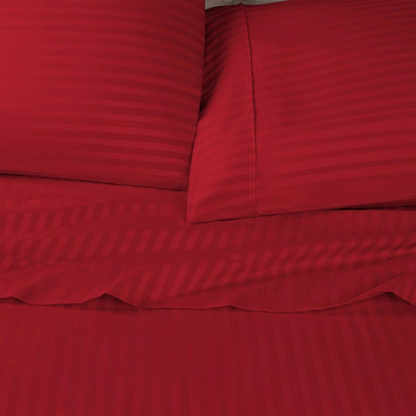 Premium 600 Thread Count Egyptian Cotton Striped Pillowcase Set - Burgundy