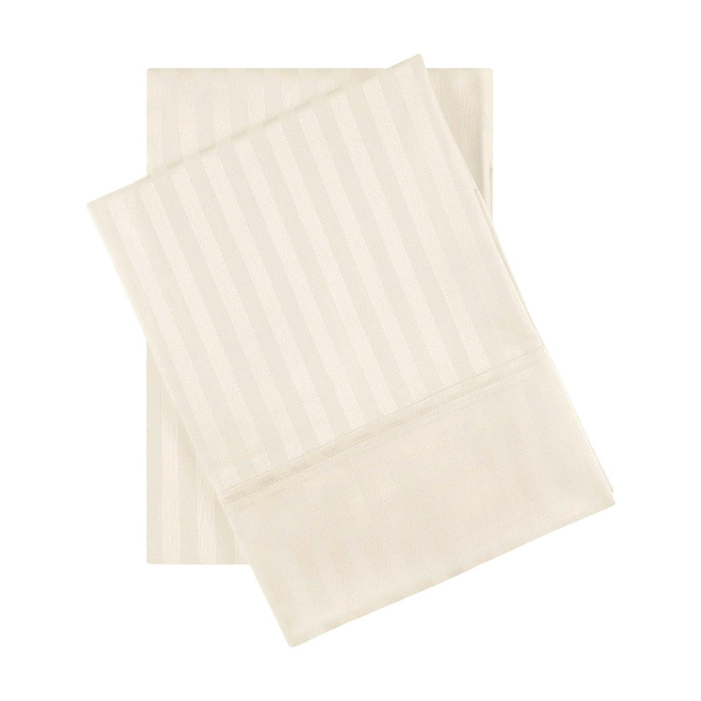 Premium 600 Thread Count Egyptian Cotton Striped Pillowcase Set - Ivory