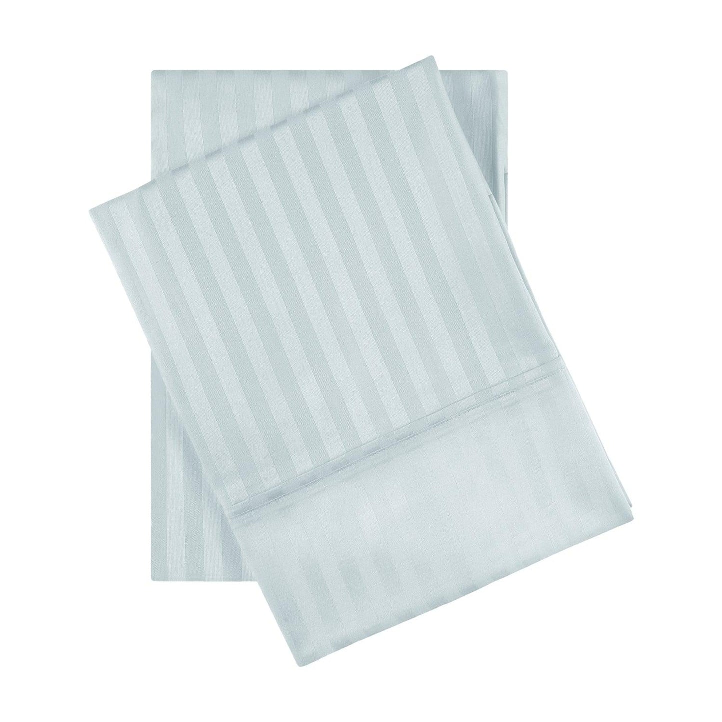 Premium 600 Thread Count Egyptian Cotton Striped Pillowcase Set - Light Blue